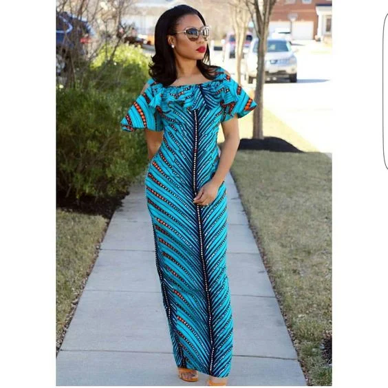 Teal Green African Clothing for Women. Dashiki Long Dress. Women's Clothing. Ankara. Kitenge