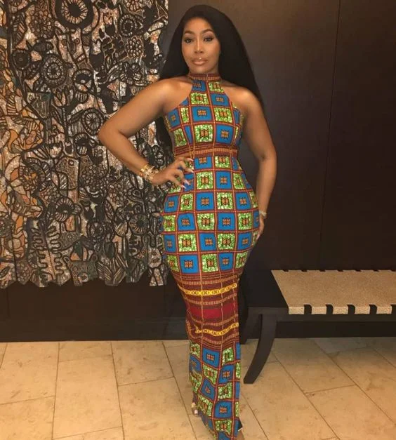 African Cold Shoulder Long Dress