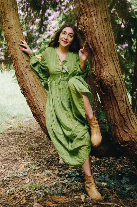 25% OFF Khroma Primrose Dress in Citrus Green Indian Cotton