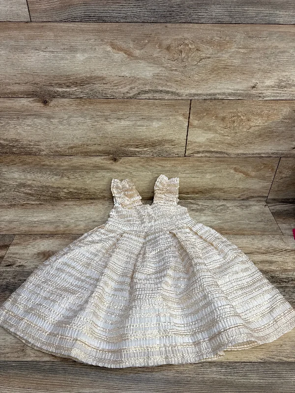 Janie and Jack Metallic Striped Dress Pearl sz 4T