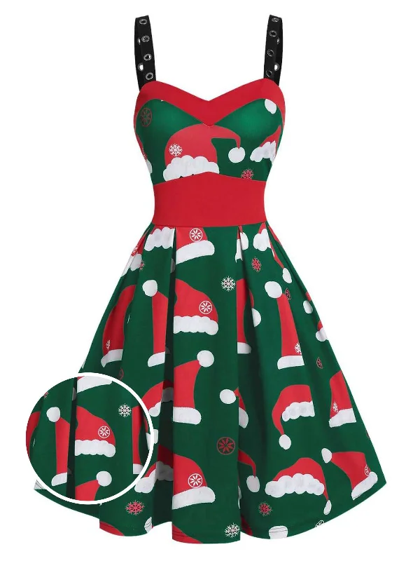 Green 1950s Christmas Swing Dress