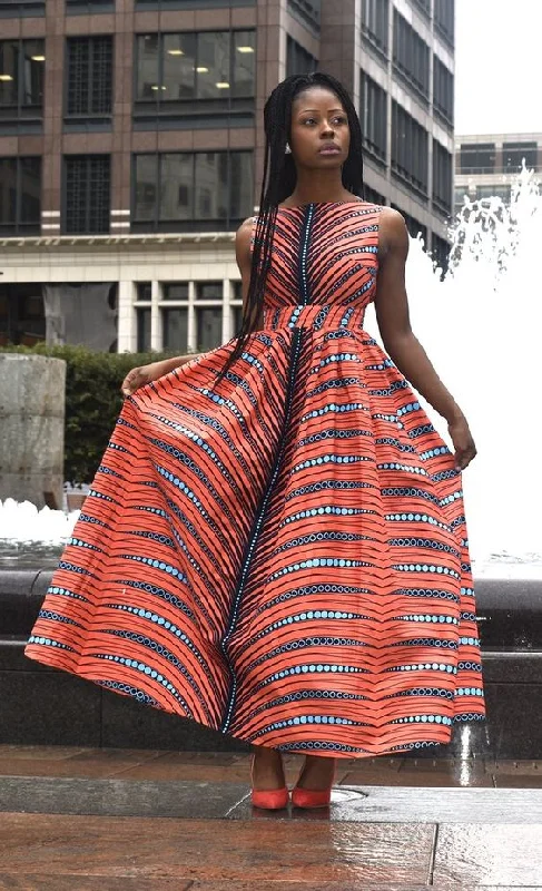 Peach African Clothing for Women. Dashiki Long Dress. Women's Clothing. Maxi. Boubou. Ankara. Kitenge