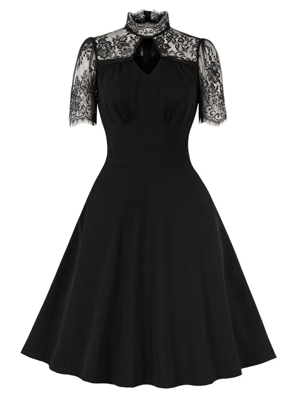 Black 1950s Lace A-Line Dress