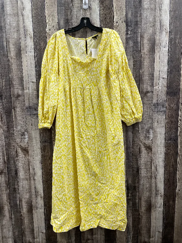 Dress Casual Maxi By Who What Wear In White & Yellow, Size: M