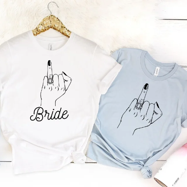 Bachelorette party shirts- wedding ring finger shirts- bride shirts- brides babes- honeymoon shirt future mrs brides flock bridesmaids funny Casual Boxy Short Shirt