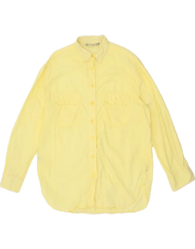 KRIZIA JEANS Womens Shirt IT 46 Large Yellow Cotton Soft Cotton Short Shirt