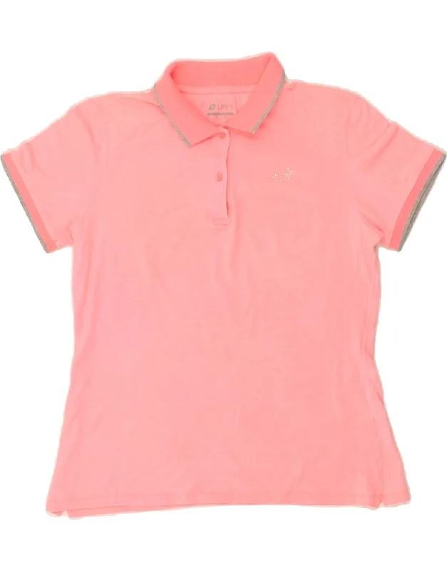 LOTTO Womens Polo Shirt UK 18 XL Pink Chic Silk Short Sleeve Shirt