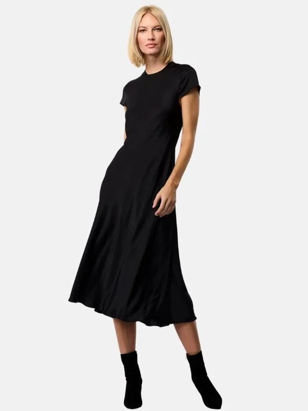 Luciana Short Sleeve Silk Midi Dress Comfortable Floral Print Midi Dress