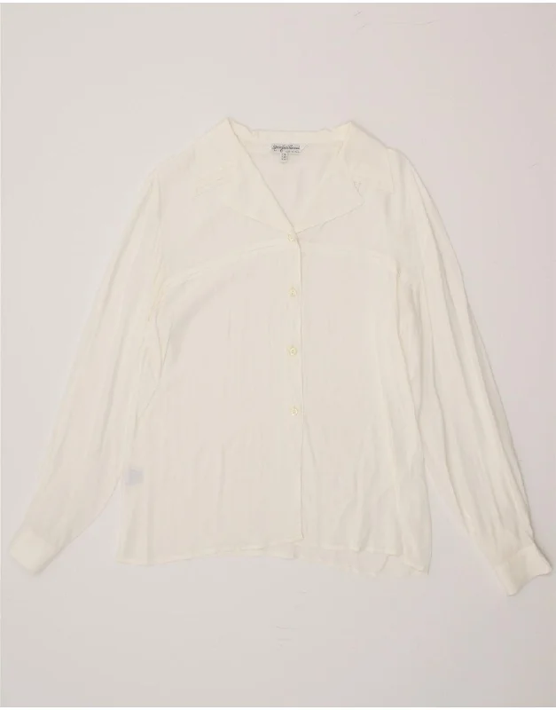 MARIO PUCCI CECCONI Womens Shirt Blouse IT 46 Large Beige Acetate Casual Button-Down Short Shirt