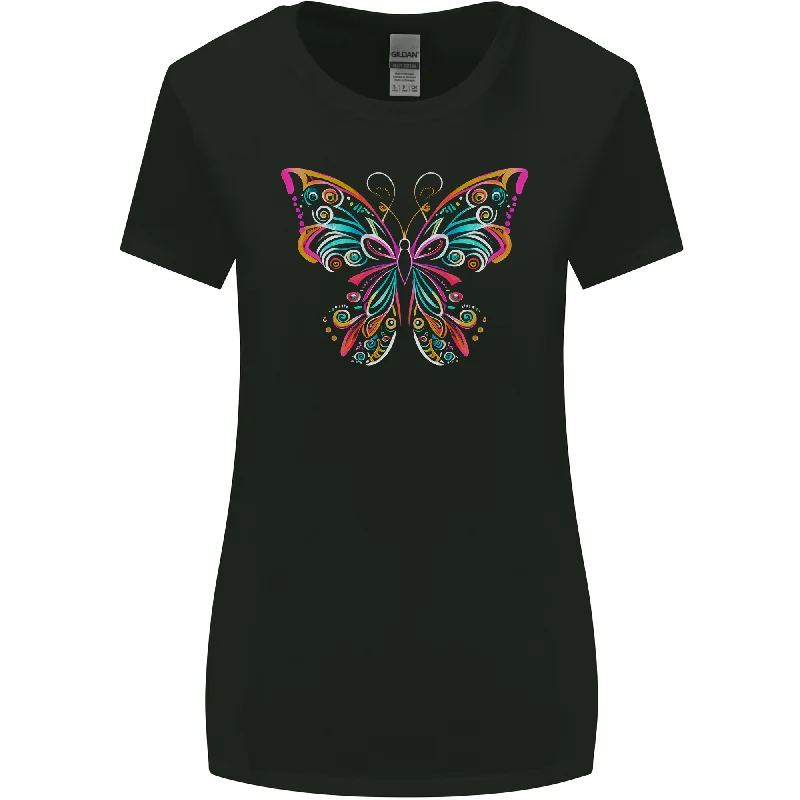 A Colourful Butterfly Womens Wider Cut T-Shirt Polka Dot Checkered Tartan