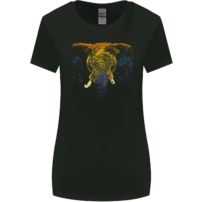 A Colourful Elephant Womens Wider Cut T-Shirt Hooded Caped Shawl Collar