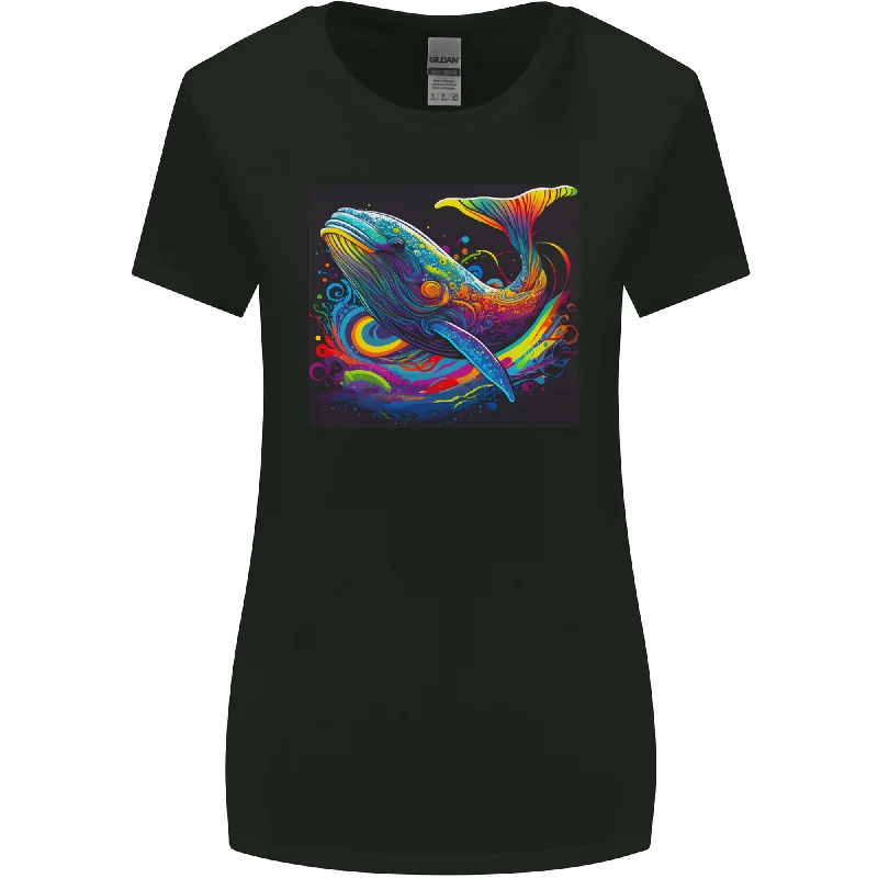 A Colourful Fantasy Whale Womens Wider Cut T-Shirt Anti-Shrink Durable Soft