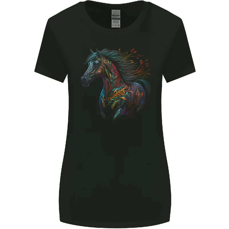 A Colourful Horse With Fantasy Markings Womens Wider Cut T-Shirt Mesh Fabric Canvas Fabric Denim Fabric