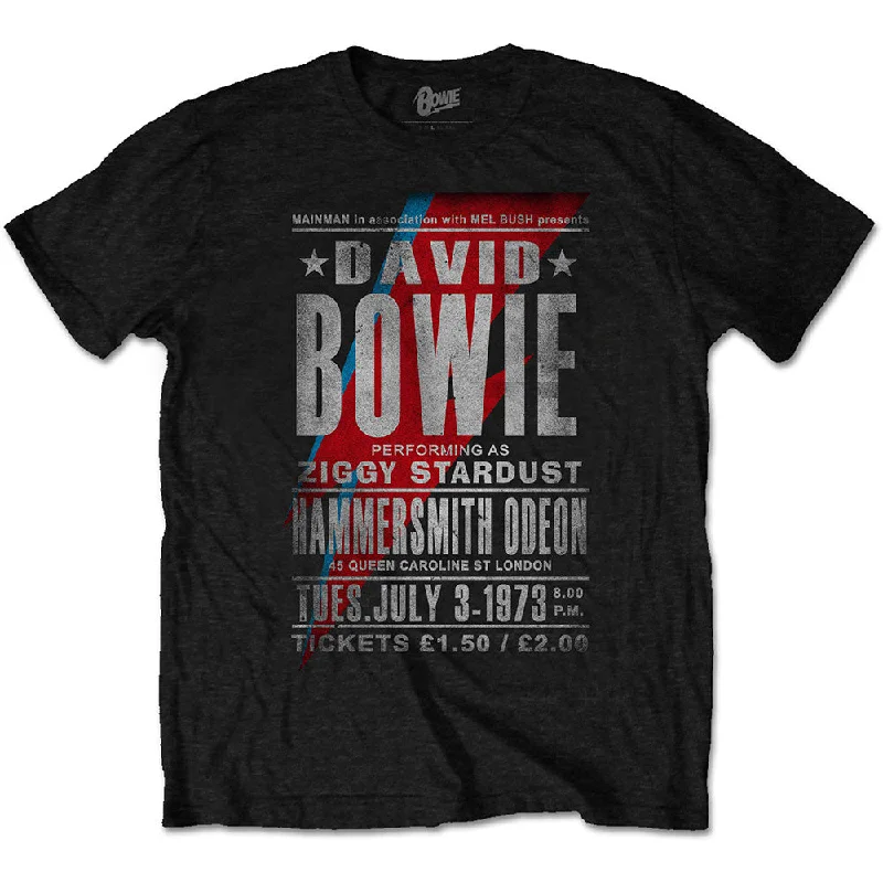 David Bowie | Official T-Shirt | Hammersmith Odeon V-Neck T-Shirt Long Sleeve Cotton