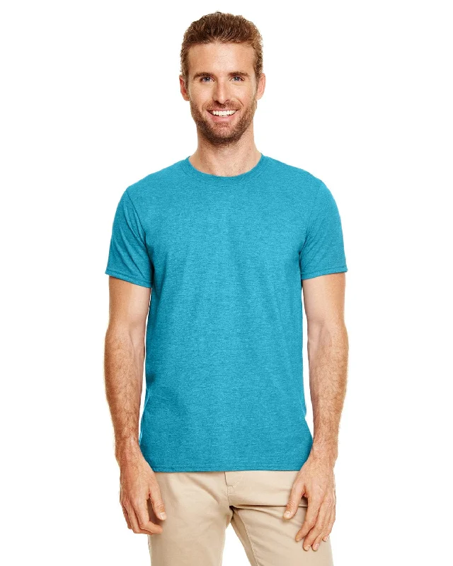 Gildan SoftStyle T-Shirt | Htr Galopgs Blue Collared T-Shirt Boat Neck A-Line