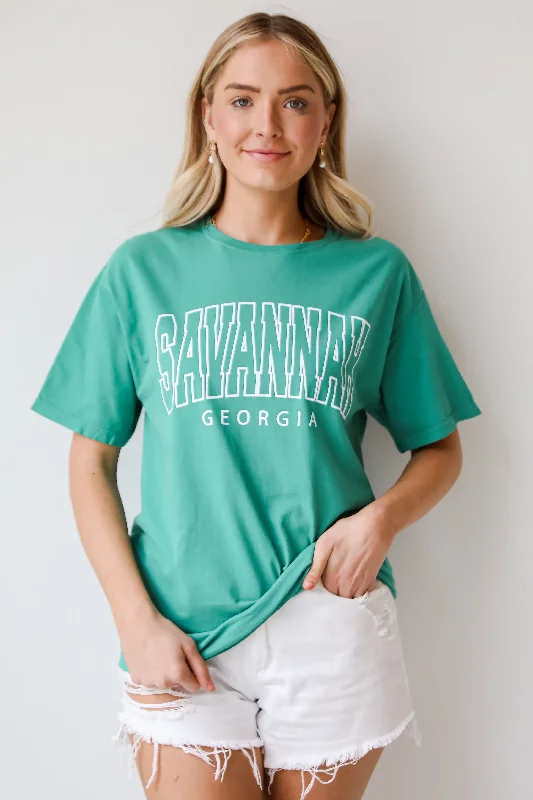 Green Savannah Georgia Tee Sequined Glittery Shiny