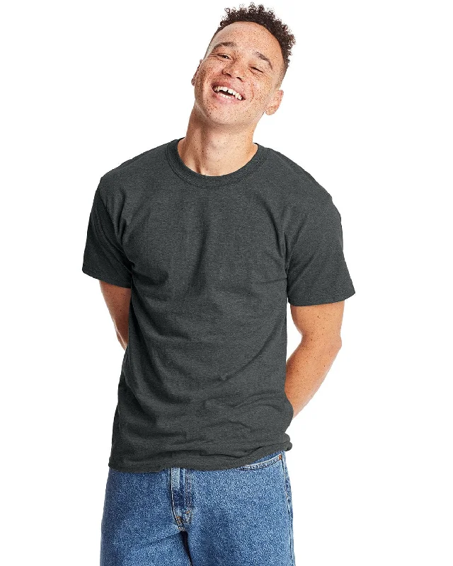 Hanes Beefy-T T-Shirt | Charcoal Heather Nylon Fabric Polyester Fabric Spandex Fabric