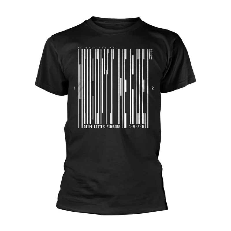 Stiff Little Fingers Unisex T-shirt: Barcode (Black) Ribbed T-Shirt High Neck Heavyweight