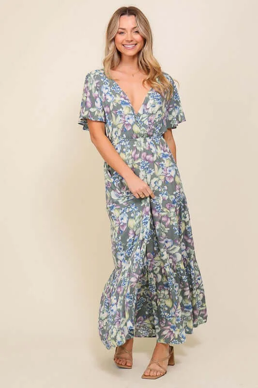 Arya Floral Maxi Dress Elegant Maxi Dress with Ruffles