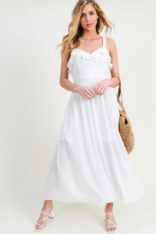 Ruffle Crochet Lace Maxi Dress Trendy Maxi Dress with Bow
