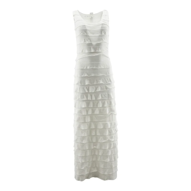 White Solid Maxi Dress Cozy Knit Maxi Dress