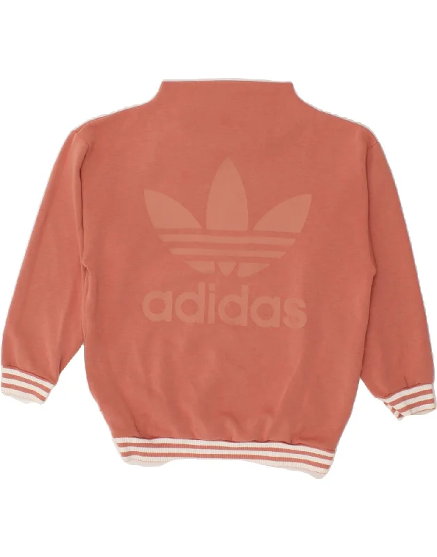 ADIDAS Womens Graphic Turtle Neck Sweatshirt Jumper UK 10 Small Pink Hoodie with Ribbed Cuffs Snug Fit Comfort
