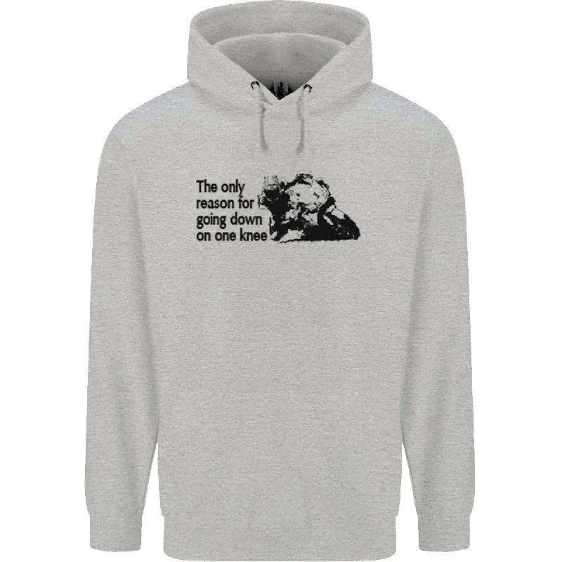 Biker Going Down on One Knee Motorcycle Mens 80% Cotton Hoodie Hoodie with Zipper Versatile Modern
