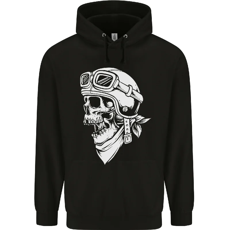 Biker Outlaw Motorbike Motorcycle Skull Mens 80% Cotton Hoodie Hoodie with Sequins Glamorous Eye-catching
