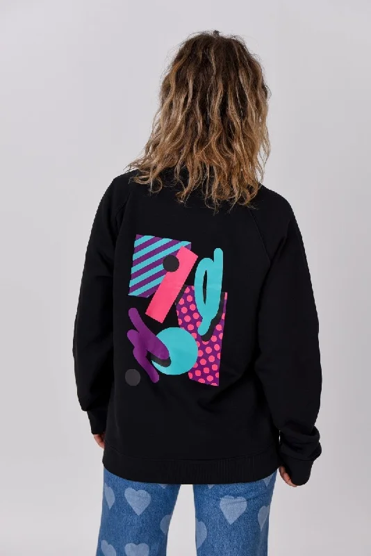 Penfold Sweatshirt - Black Hoodie with Hem Embroidery Detailed Premium
