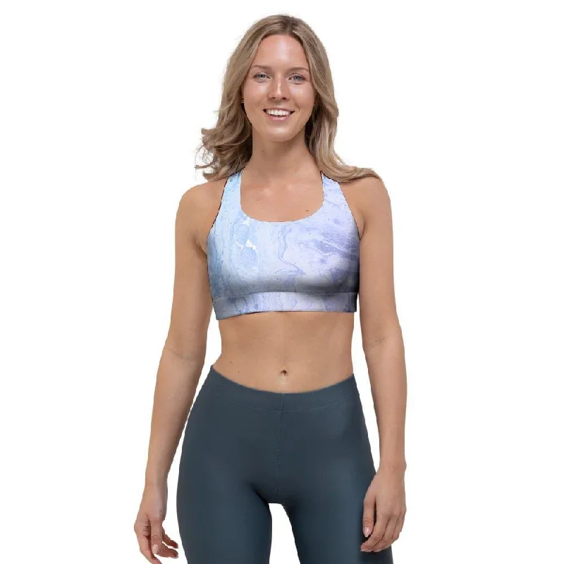 Pastel Marble Sports Bra Stretchy Full Coverage