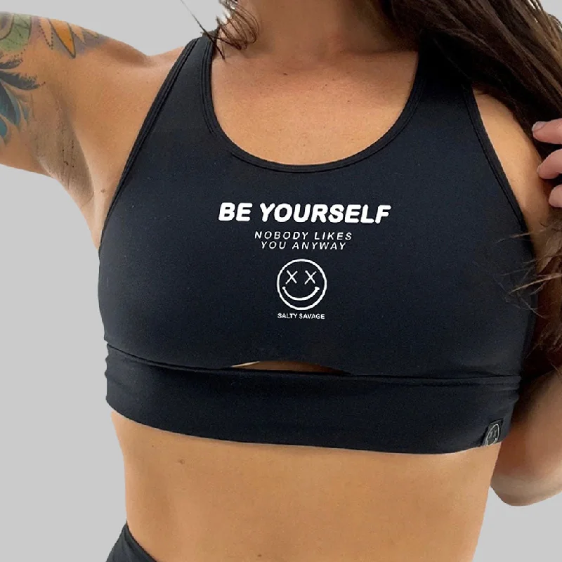 Salty Savage Ladies “Be Yourself” Peekaboo Sports Bra | Cocoa Beach Performance Casual Bralette Set