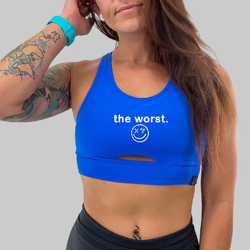 Salty Savage Ladies “the worst” Peekaboo Sports Bra | Cocoa Beach Performance Chic Lace Bra