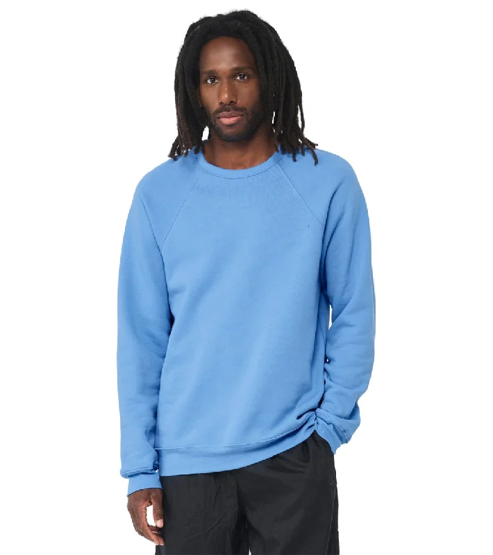 Bella + Canvas Unisex Sponge Fleece Crew Neck Sweatshirt Carolina Blue Hoodie with Stripes Bold Sporty