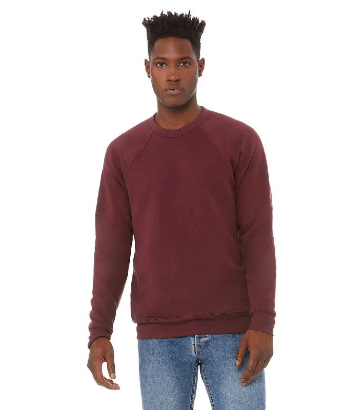 Bella + Canvas Unisex Sponge Fleece Crew Neck Sweatshirt Maroon Hoodie with Camouflage Military Edgy