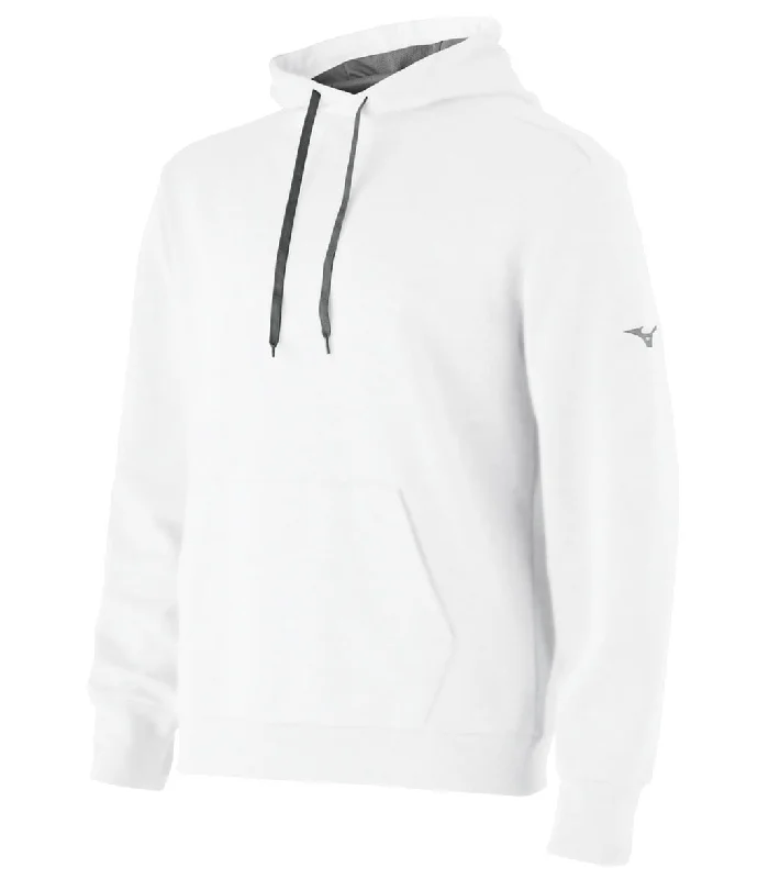 Mizuno Youth Challenger Hoodie White Hoodie with Hem Fringe Bohemian Relaxed