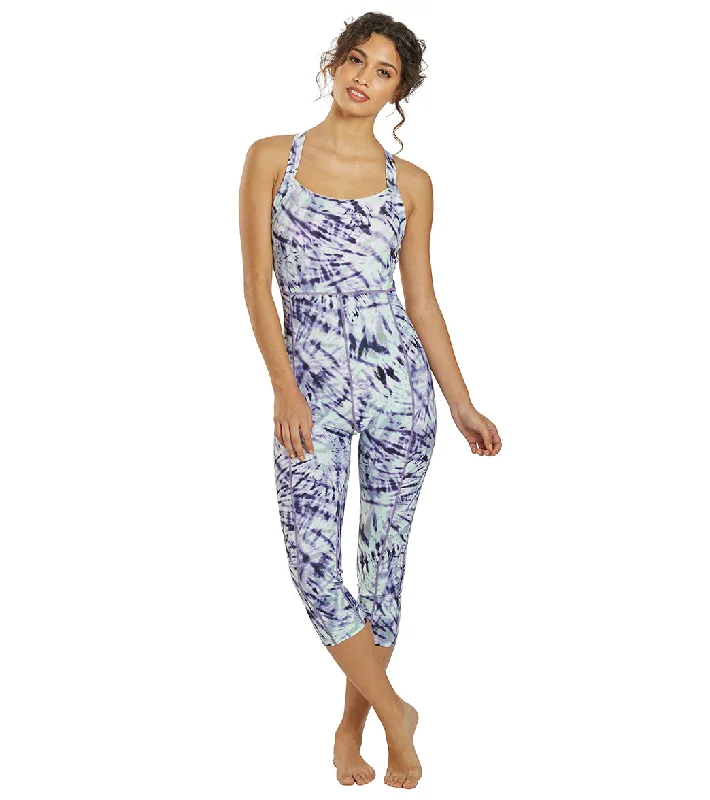 Sporti Active Moonlight Tie Dye One Piece Cropped Swim Unitard Two-Piece Beachwear