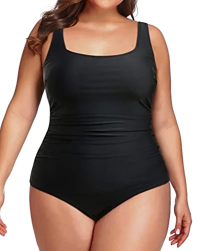 Women Plus Size Tummy Control Modest One Piece Swimsuits Classic Two-Piece Bikini