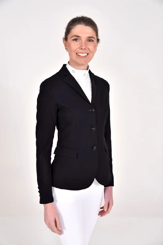 All-Over Perforated Competition Jacket - Black Satin Fabric Silk Fabric Chiffon Fabric