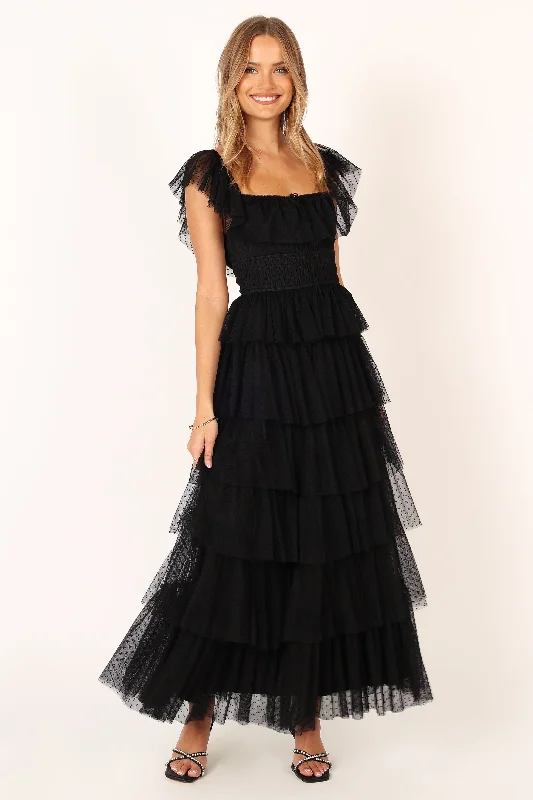 Belle Maxi Dress - Black Comfortable Plunging Neckline Maxi Dress