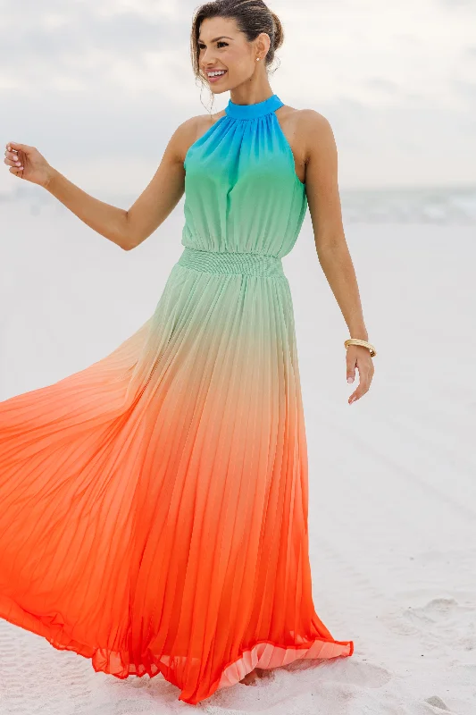 Front And Center Orange Ombre Maxi Dress Elegant Tiered Maxi Dress