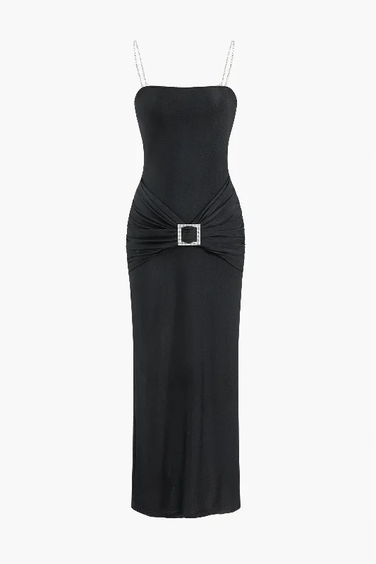 Rhinestone Slip Maxi Dress Fashionable Chiffon Maxi Dress