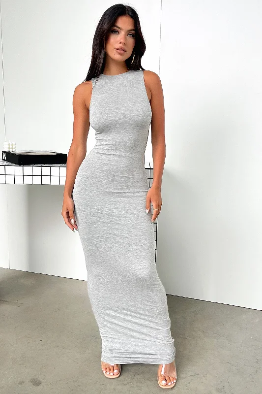 Taleisha Maxi Dress - Grey Classic Strapless Maxi Dress