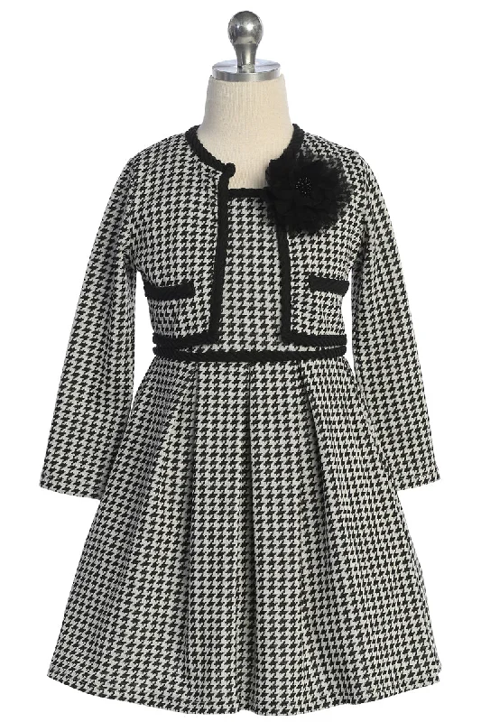 Girls Checkered Dress and Jacket Outfit Set, Sizes 4-14 Welt Pockets Slit Pockets Flap Pockets