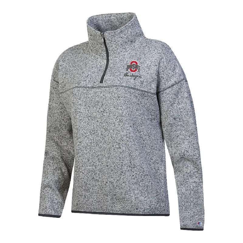 Ladies Ohio State Buckeyes 1/4 Champion Zip Gray Jacket Fleece Fabric Down Fabric Feather Fabric