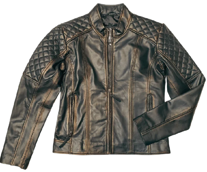 The "Benatar" Ladies Leather Jacket Cardigan Sweater Pullover