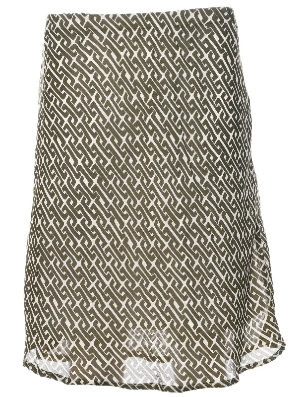 Geometric Print Flared Skirt - M tiered skirt playful