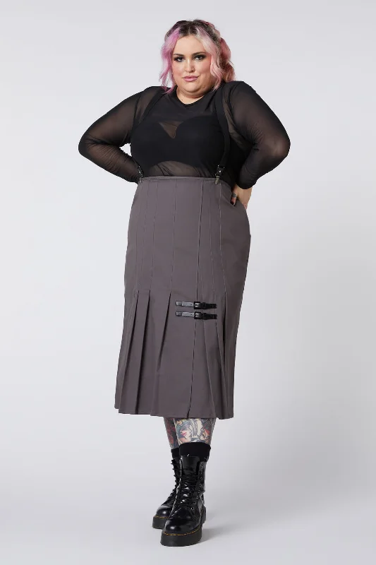 Curve Time & Date Pleated Skirt wool skirt breathable