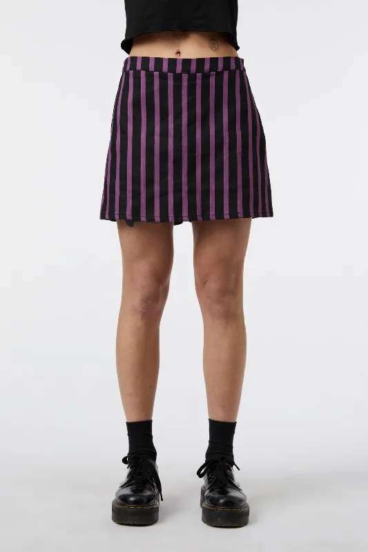 Goth Stripe Drill Skort button skirt front