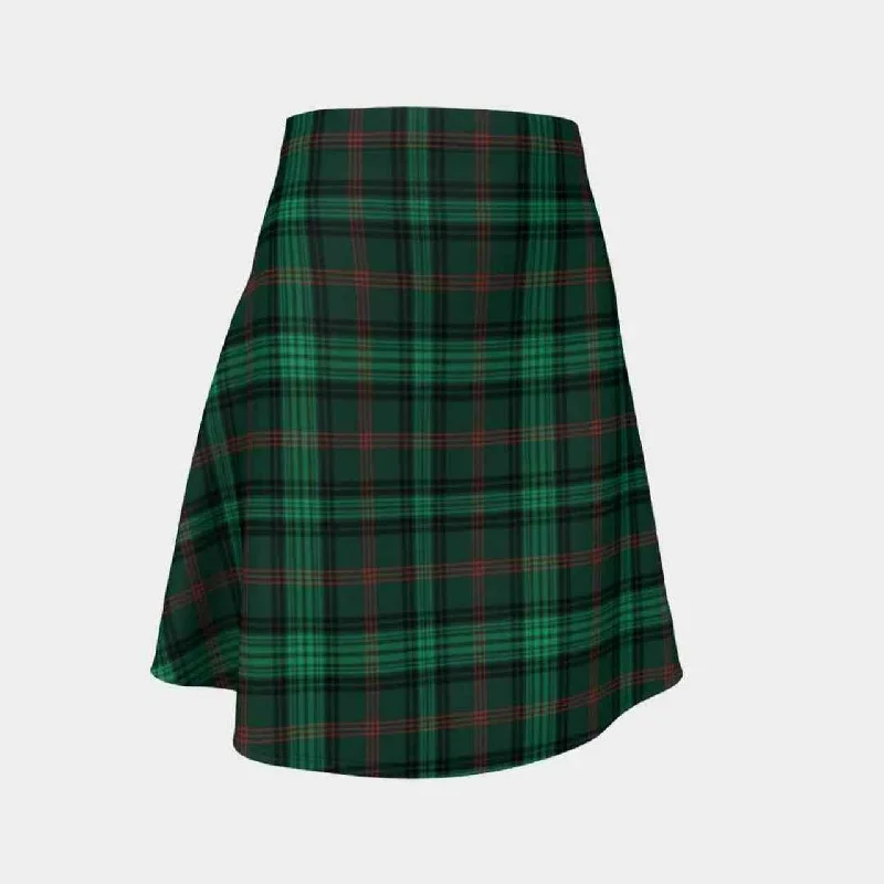 Ross Hunting Modern Tartan Flared Skirt cashmere skirt fine